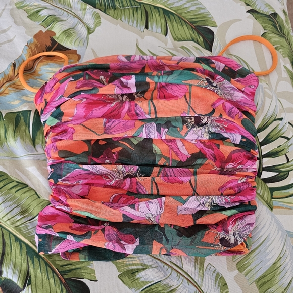 Express orange print ruched top size M NWT - Picture 5 of 6